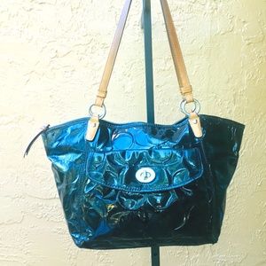 Authentic COACH Black Patent Leather TOTE 10”x15”